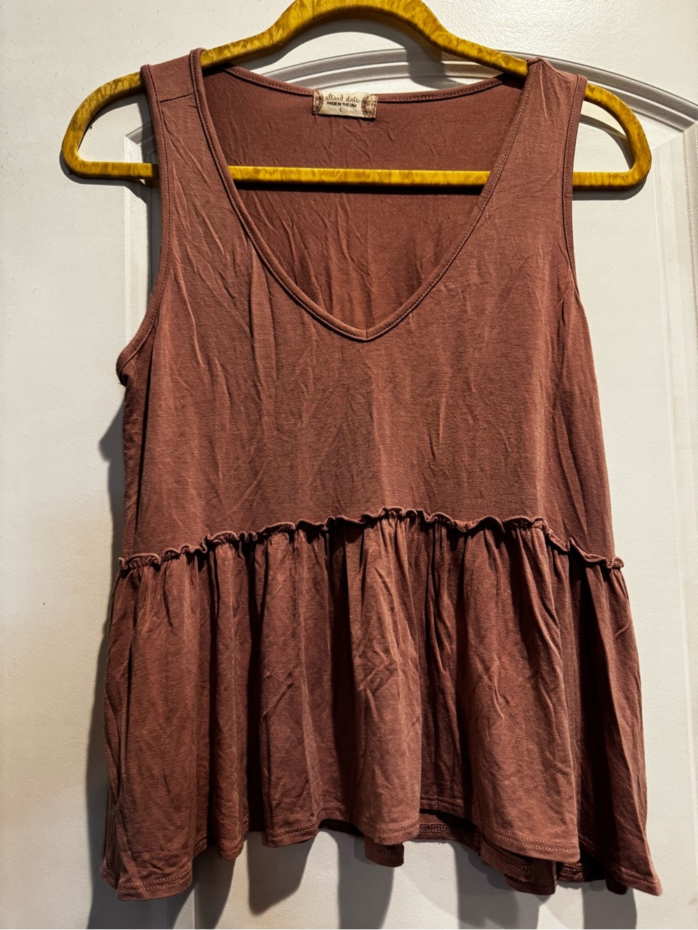 Altar’d State Women’s Large Mauve Soft Peplum Tank Top V Neck